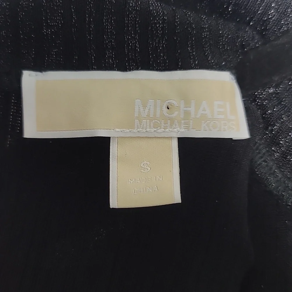 MICHAEL KORS Mock Neck Black Metallic Knit Size Small